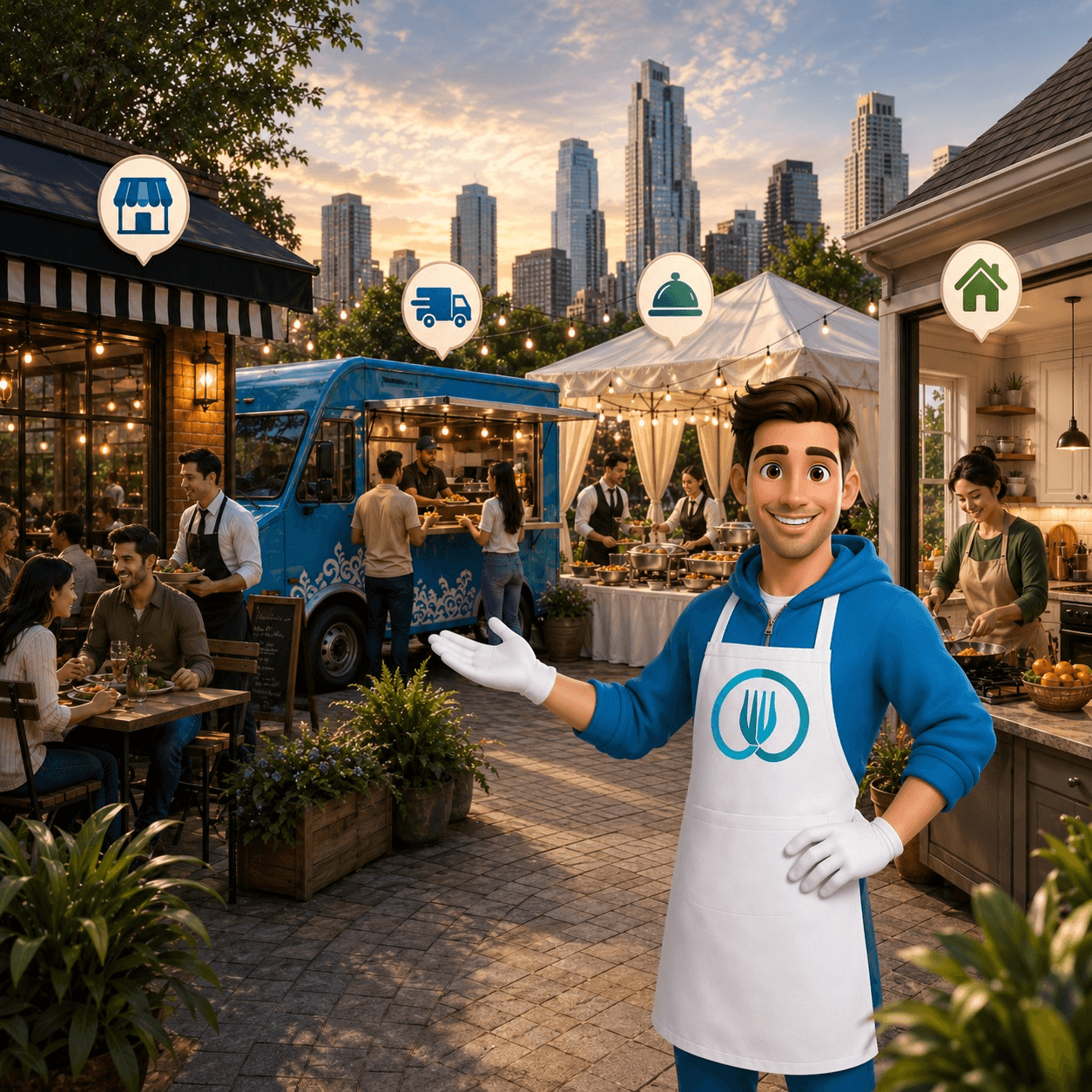 Local food providers serving customers in a community setting