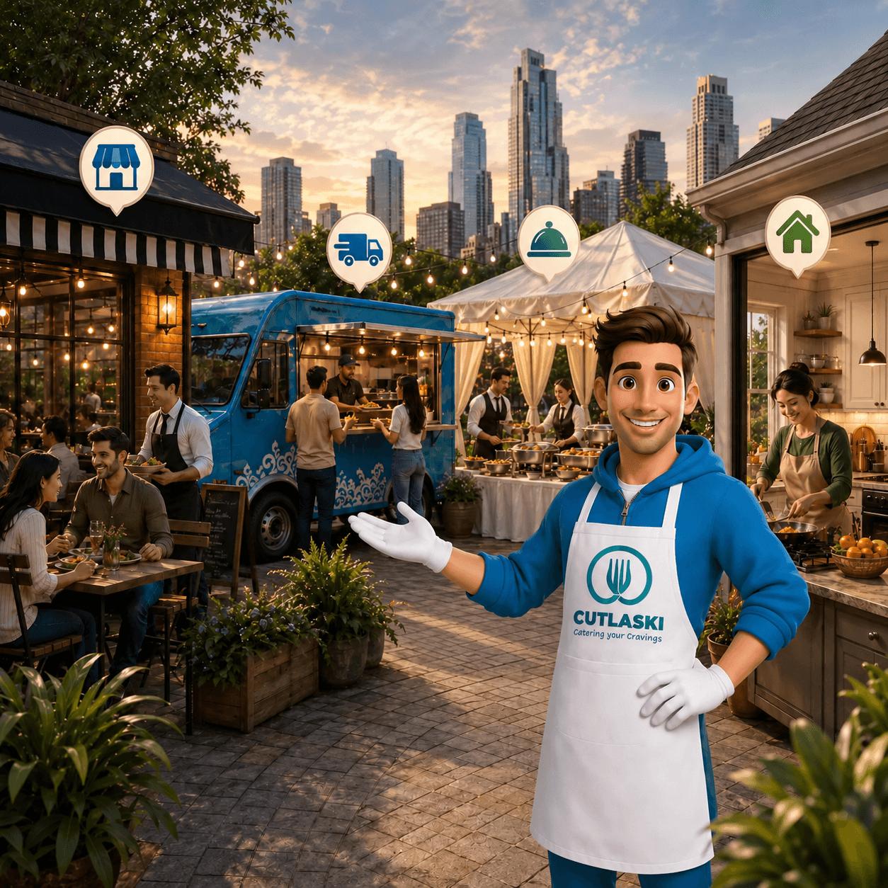 Local food providers serving customers in a community setting